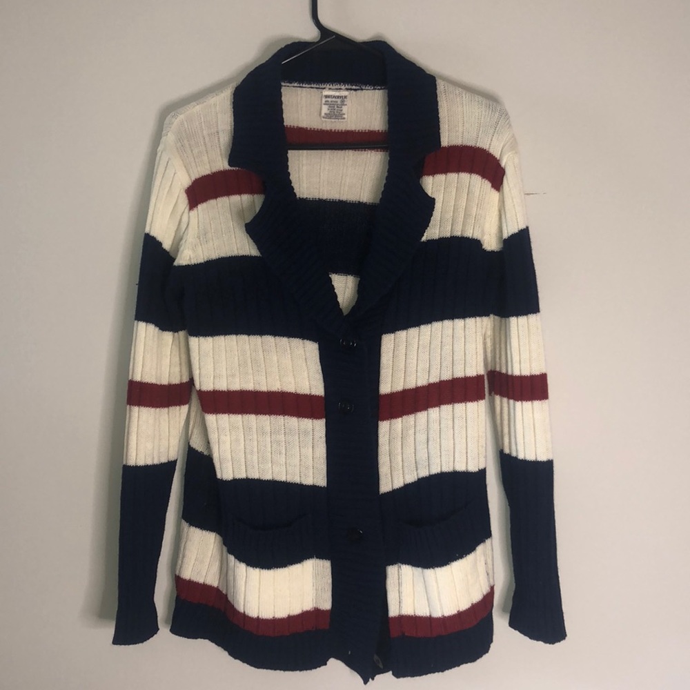 Vintage collared stripe cardigan